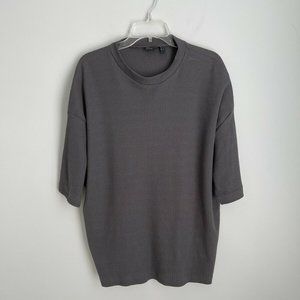 ASOS Design Mens Gray Textured Short Sleeve Oversized Shirt